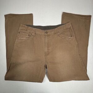 CARBON Khaki Utility‎ Work Canvas Pants Mens 36x32 Straight Leg Reinforced EUC